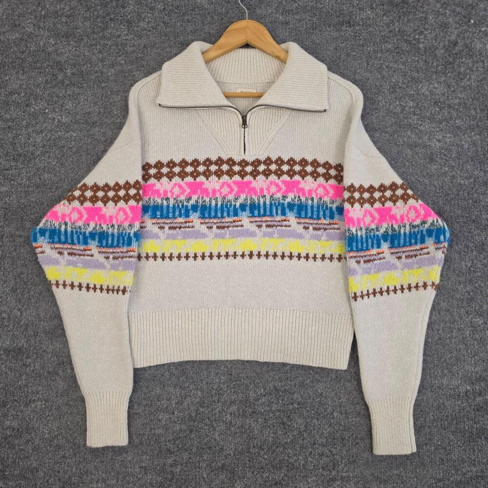 Pilcro Sweater Small Zip Front Cardigan Sweater 1/4 Zip Knit Preppy Lounge Comfy